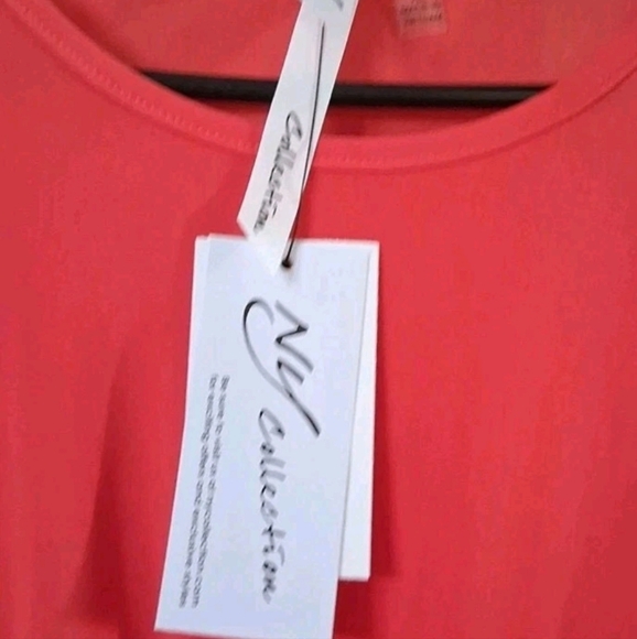 New NY Collection Women's Orange Blouse Pearl-like Accent Fashionable Size XL - Picture 3 of 8